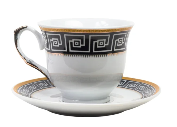 Cup english saucer decorated with antique isolated — Stock Photo, Image