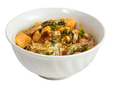 mantar patates kavrulmuş izole üzerinde beyaz bir arka plan clippi