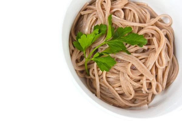 Dark pasta in a bowl isolated a on white background clipping pat — Stock Photo, Image