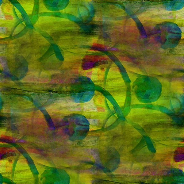 Fond vert jaune ornement aquarelle art texture transparente — Photo