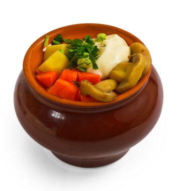 patates ve beyaz bac izole kap mantar izole havuç