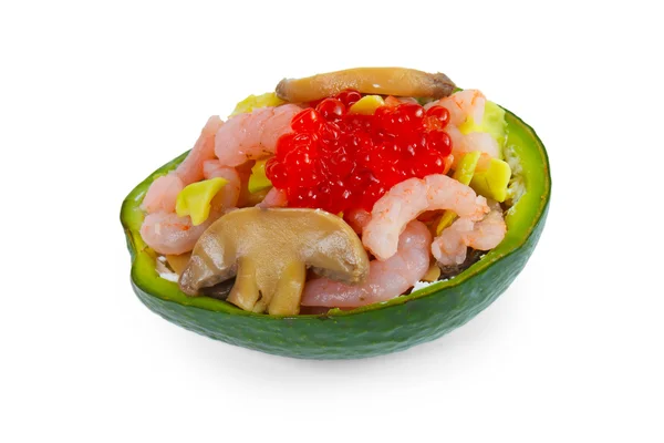 Грибы креветки авокадо деликатес изолирован на белом фоне — стоковое фото