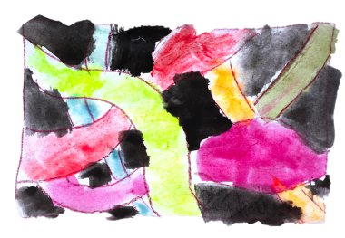 soyut siyah, kırmızı, yeşil izole sulu boya lekesi