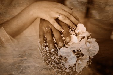 sepya güzel elleri olan Retro siyah beyaz fotoğraf