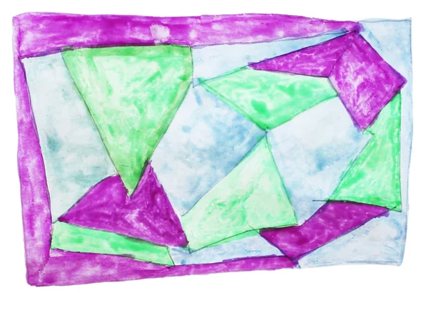 Abstract triangle, purple, green isolated watercolor stain — Stock Photo, Image