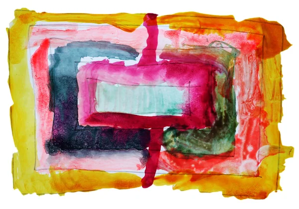 Abstracte geel, rood geïsoleerd aquarel vlek — Stockfoto