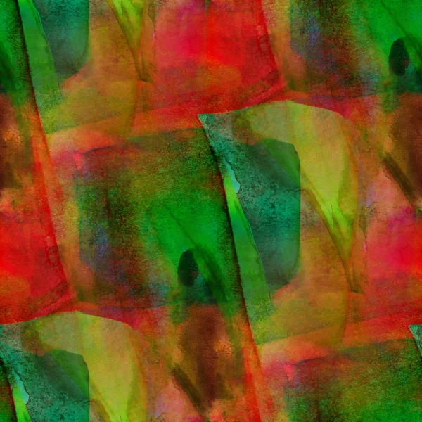 シームレスな緑、赤のキュービズム抽象芸術ピカソ テクスチャ watercol — ストック写真
