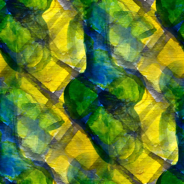 Sömlös grön gul kubismen abstrakt konst picasso textur waterc — Stockfoto