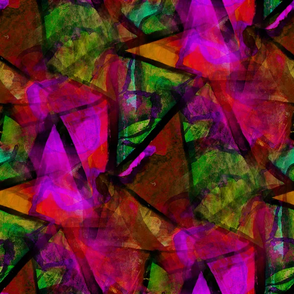 Cubismo sin costuras verde, rojo abstracto arte Picasso textura watercol — Foto de Stock