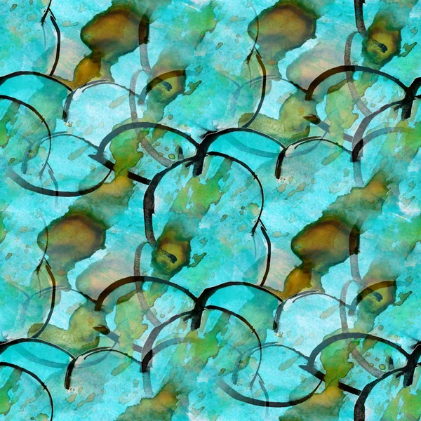 Текстура синий, зеленый акварель бесшовный фон винтажные руки — стоковое фото