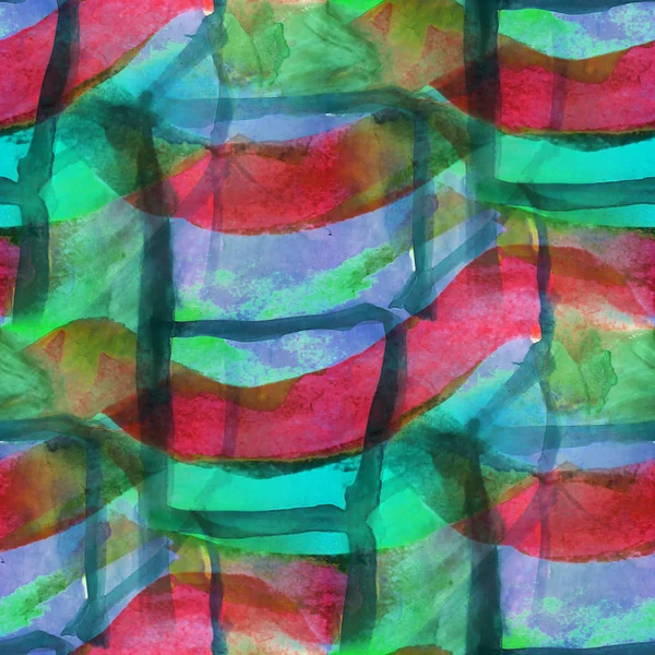 Seamless green red cubism abstract art Picasso texture watercolo — Stock Photo, Image