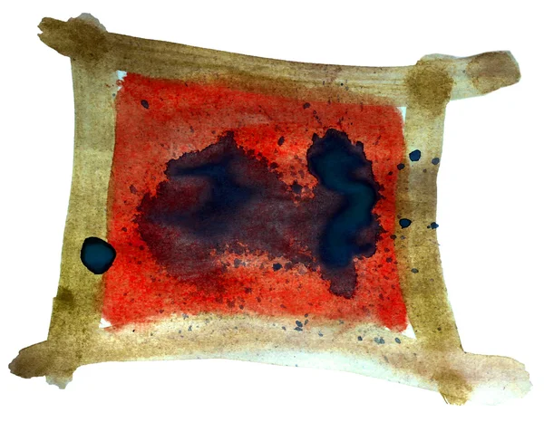 Bakgrunden akvarell röd, brun, blå borste struktur isolerad o — Stockfoto