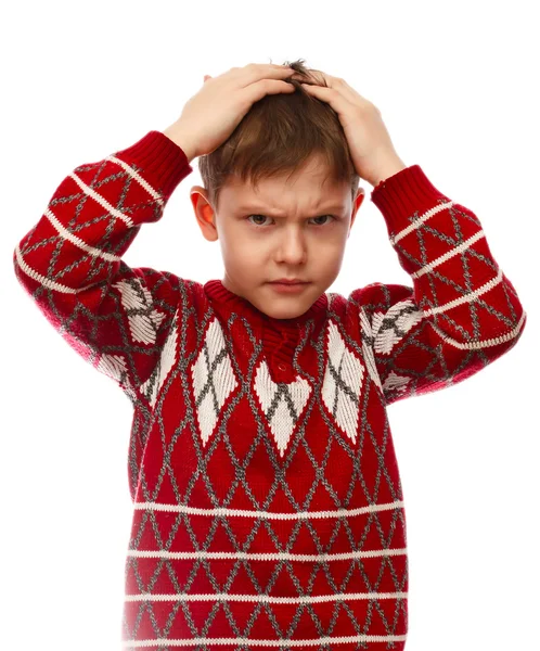 Ragazzo tenendo la testa ferito un giovane uomo mani stress e depressio — Foto Stock