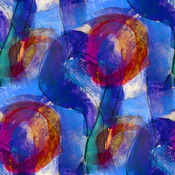 Nahtlose blaue, rote Kubismus abstrakte Kunst Picasso Textur Aquarell — Stockfoto