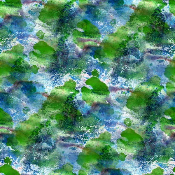 Texture vert, bleu aquarelle sans couture fond main vintage — Photo