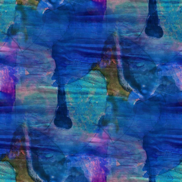 Naadloze blauwe kubisme abstracte kunst picasso textuur aquarel wal — Stockfoto