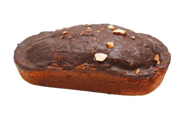 Postre pastel chocolate nueces aislado recorte camino —  Fotos de Stock