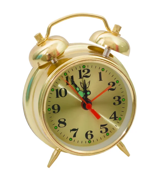 Alarm clock sarı altın izole — Stok fotoğraf