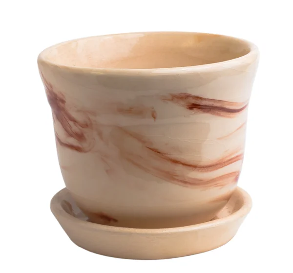 Tazza di fiore vaso vuoto ceramica marrone isolato — Foto Stock