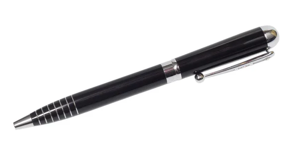 Black ballpoint pen isolated clipping path — Stock Photo, Image