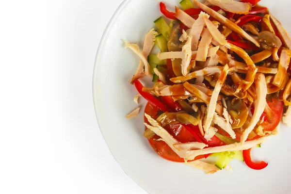Beyaz arka plan üzerinde izole et mantar domates salatalık — Stok fotoğraf