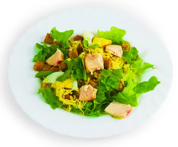 Ensalada de pan de salchicha de queso aislada sobre un fondo blanco —  Fotos de Stock