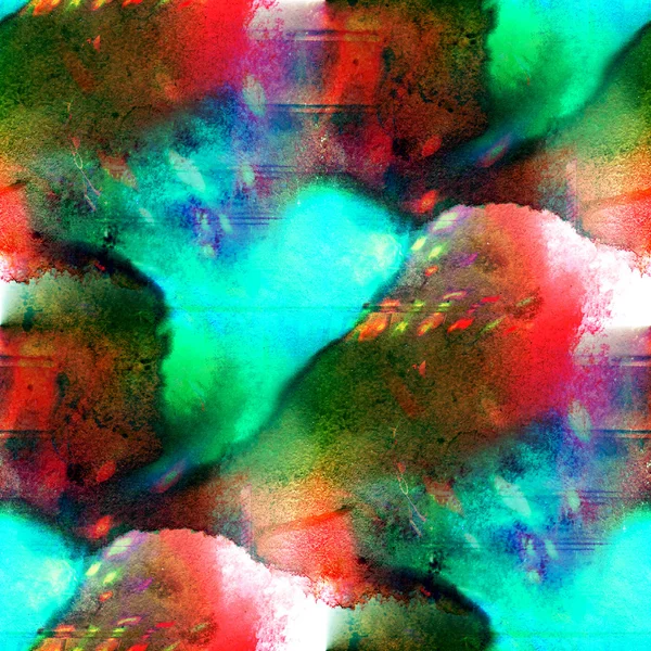 Seamless green, red abstract art texture watercolor wallpaper ba — Stock Photo, Image
