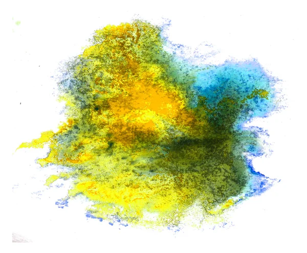 Yellow blue macro spot blotch texture isolated on a white backgr — Stock Photo, Image