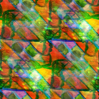 Dikişsiz yeşil, turuncu sanat doku arka plan suluboya, abstr