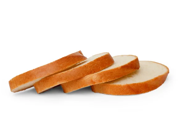 Pan trozos de pan aislado sobre fondo blanco — Foto de Stock