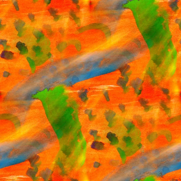 Soyut doku turuncu, yeşil sanat su renk sorunsuz backgrou — Stok fotoğraf