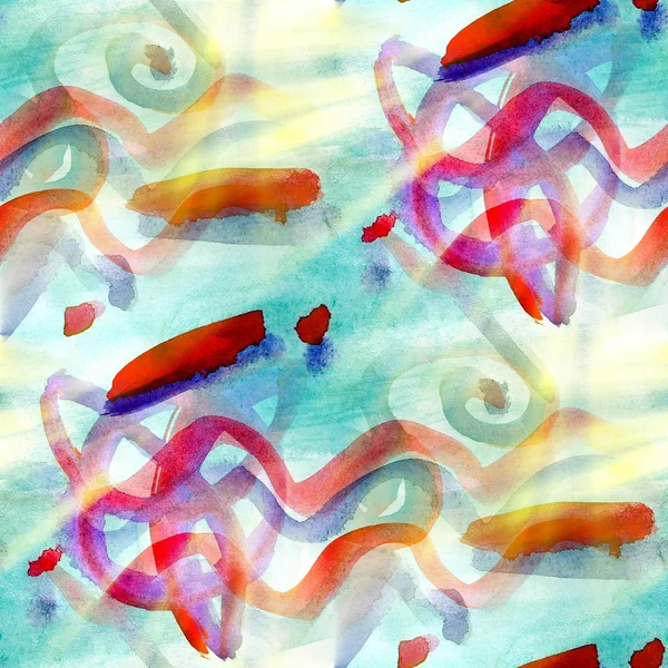 Art textúra absztrakt víz kék, piros, Dísz színes zökkenőmentes ba — Stock Fotó
