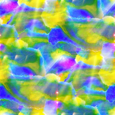 Dikişsiz sanat arka plan mavi, yeşil, sarı renk suluboya wat