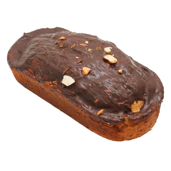 Postre pastel de nueces de chocolate marrón aislado (ruta de recorte ) — Foto de Stock