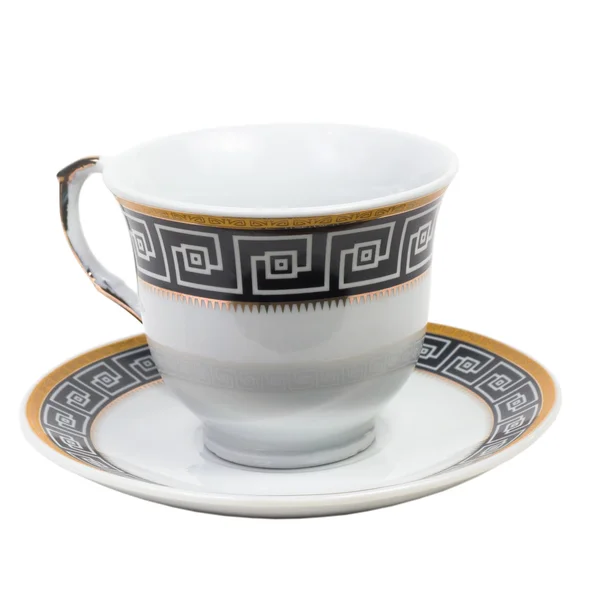 Tazza vuota tè ornamento di ceramica isolato su sfondo bianco clip — Foto Stock