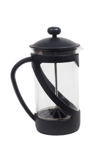 Szkło czajniczek czajnik herbata błyszczący plastik na białym tle obrzynek ścieżka — Zdjęcie stockowe