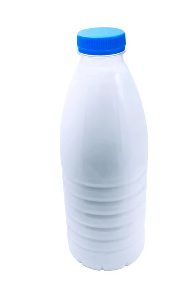 Milchblaue Plastikflasche isoliert auf weißem Hintergrund Clipping p — Stockfoto