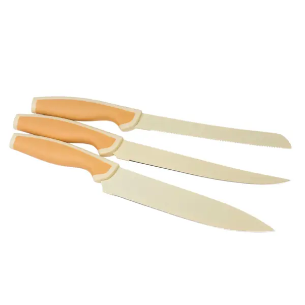 Set beige of knives for kitchen isolated (clipping path) — Stock Photo, Image
