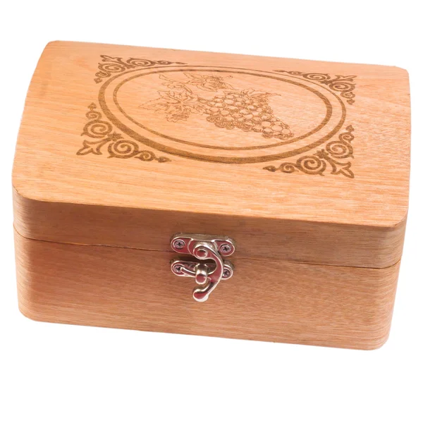 アンティーク木製ブラウン小箱ボックス ホワイト バック グラウンド cl に分離 — ストック写真