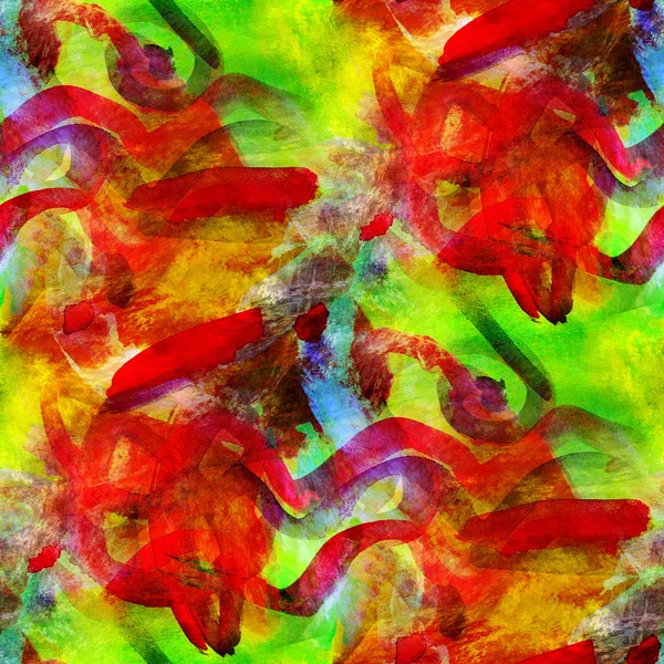 Абстрактные авангардные красные, зеленые безморщинистые обои акварелью — стоковое фото