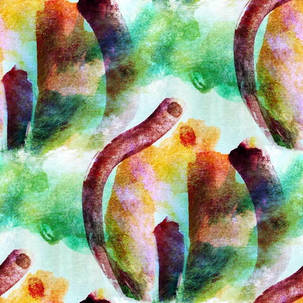 Abstract green, brown avant-garde seamless wallpaper watercolor — Zdjęcie stockowe