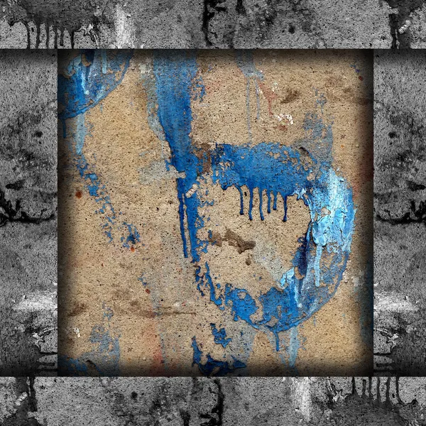 Gamla betongvägg med stråk av blå färg konsistens tapet — Stockfoto