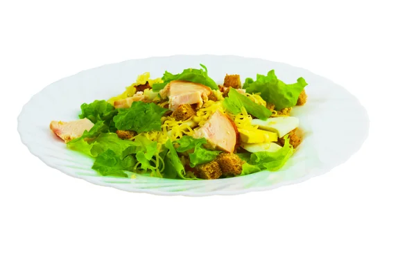 Kaas smakelijke worst brood salade geïsoleerd witte achtergrond clipp — Stockfoto