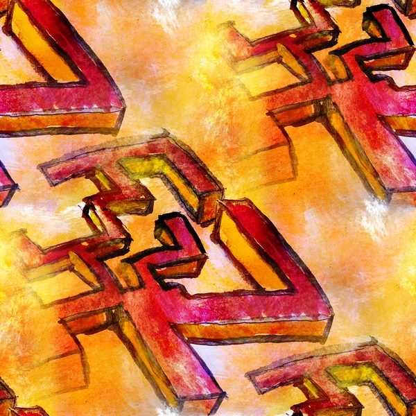 Gele, rode naadloze achtergrond aquarel abstracte avant-garde een — Stockfoto