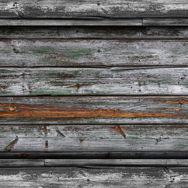 Old gray fence green boards wood texture wallpaper