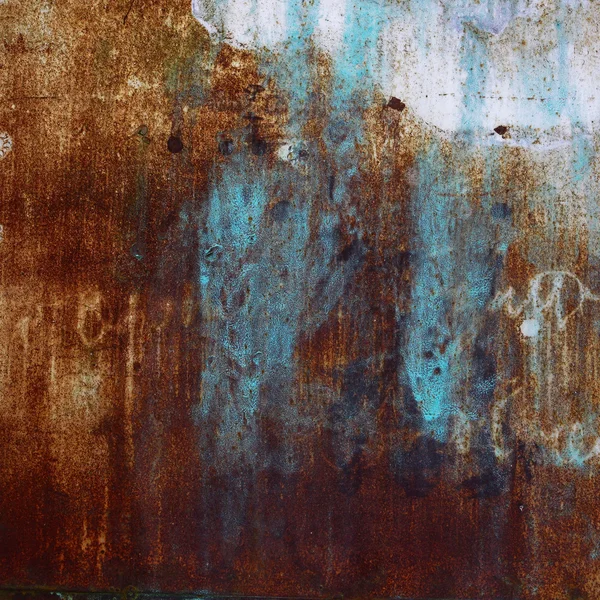 Old iron background red blue texture rust and scuffed wallpaper — Stock Photo, Image