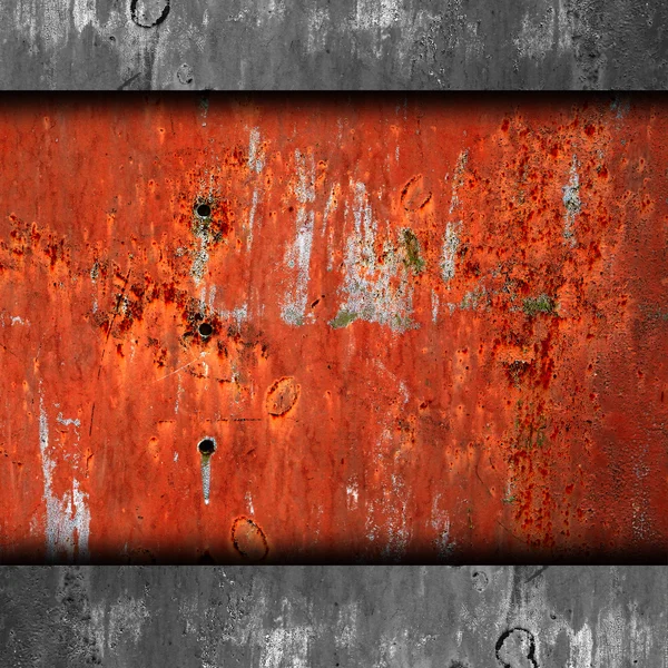 Oud ijzer achtergrond rode texture roest en kale wallpaper — Stockfoto