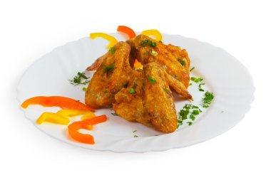 Beyaz arka plan üzerinde izole jambon gıda kızartma yemek tavuk