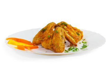 Beyaz arka plan üzerinde izole jambon kızartması yemek tavuk gıda