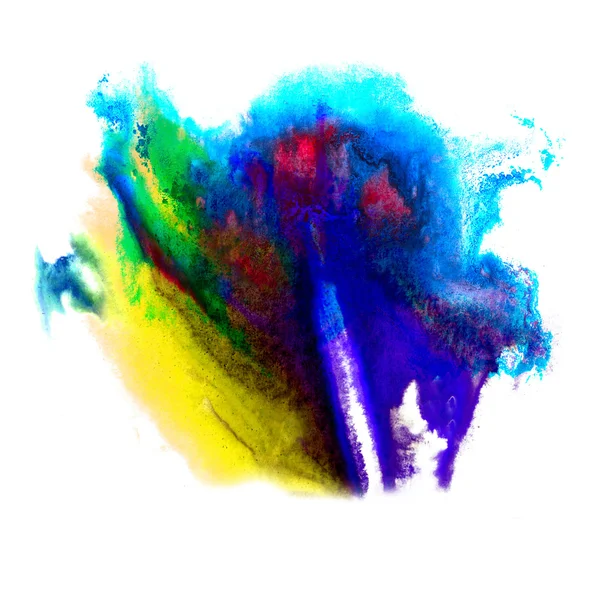 Pintar vermelho, azul, amarelo acidente vascular cerebral respingos cor aquarela abstra — Fotografia de Stock